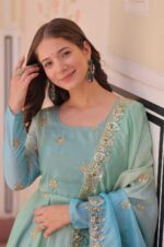 Dreamy-Sky-Blue-Pedding-Gold-Organza-Gown-Set-–-8-Meter-Flair-Beauty
