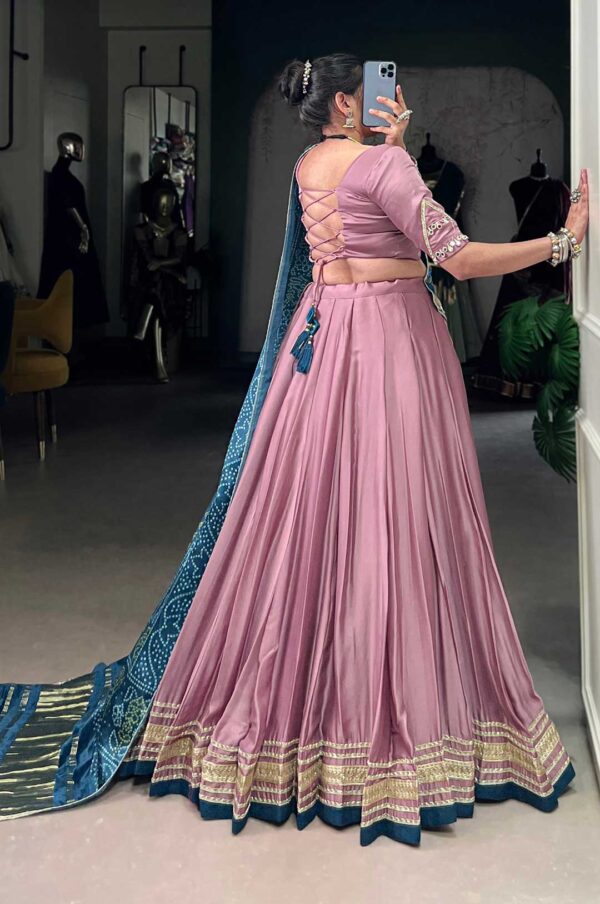 Elegant Mauve Silk Georgette Lehenga with Gaji Silk Dupatta