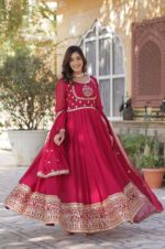 Elegant-Pink-Faux-Georgette-Gown-with-Sequins-Embroidery-2