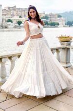 Elegant-White-Pure-Rayon-Lehenga-with-Mirror-Gamthi-Work-Blouse-&-Koti-4