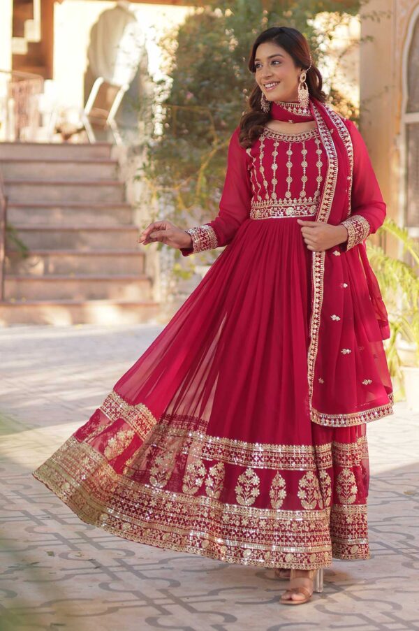 Gorgeous Pink Faux Blooming Gown with Heavy Zari & Sequin Embroidery