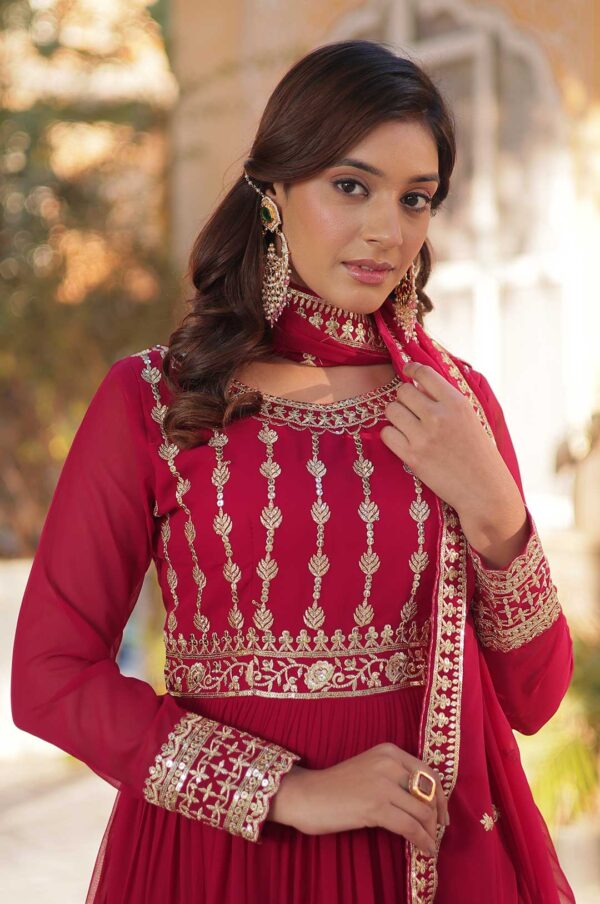 Gorgeous Pink Faux Blooming Gown with Heavy Zari & Sequin Embroidery