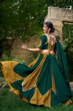 Green-&amp;-Mustard-Cotton-Lehenga-with-Kodi-Lace-&amp;-Gota-Patti-Work-4