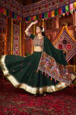 Green-Viscose-Cotton-Kutchi-Work-&amp;-Mirror-Embroidered-Lehenga-Choli-3