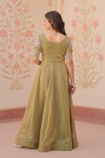 Light-Green-Gown-with-Sequins-and-Thread-Embroidered-Yoke---Round-Neck--4