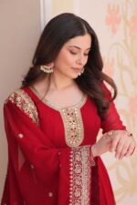 Maroon-Zari-&amp;-Sequin-Embroidered-Gown-with-Dupatta-–-Faux-Blooming-Georgette-2