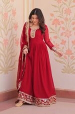 Maroon-Zari-&amp;-Sequin-Embroidered-Gown-with-Dupatta-–-Faux-Blooming-Georgette-3