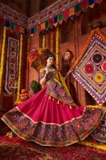 Multi-Color-Blue-&amp;-Yellow-Viscose-Cotton-Silk-Jacquard-Lehenga-Choli-with-Embroidered-Dupatta-2