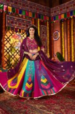 Multi-Color-&amp;-Purple-Gajji-Silk-Lehenga-Choli-with-Mirror-&amp;-Multi-Thread-Embroidery-2