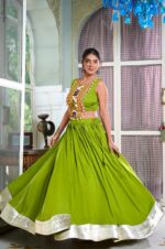 Perot-Rayon-Gamthi-Work-Lehenga-with-Cowrie-Lace-Blouse-2