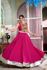 Pink-Rayon-Gamthi-Work-Lehenga-with-Cowrie-Lace-Blouse--2