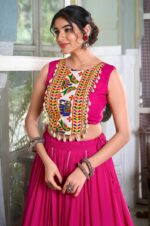 Pink-Rayon-Gamthi-Work-Lehenga-with-Cowrie-Lace-Blouse--3