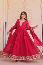 Pink-Zari-&amp;-Sequin-Embroidered-Gown-with-Dupatta-–-Faux-Blooming-Georgette-4