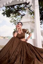 Pure-Chanderi-Lehenga-Set-–-Brown