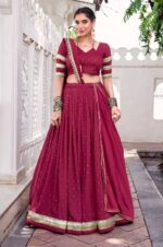 Pure-Chanderi-Maroon-Lehenga-Set