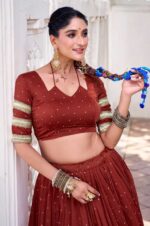 Pure-Chanderi-Orange-Lehenga-Set