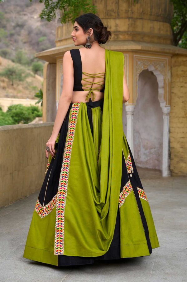 Pure Cotton Gamthi Work Lehenga Choli with Dupatta & Purse | Traditional Navratri Collection