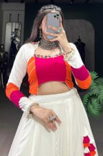Pure-Rayon-Plain-Lehenga-with-Mirror-Gamthi-Work-Blouse-&amp;-Elegant-Gotta-Patti-Detailing--3