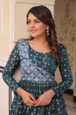 Rama-Staple-Jacquard-Woven-Gown-with-Position-Print-Choli--