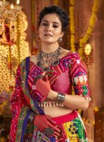 Rani-Pink-Multicolor-Organic-Cotton-Navratri-Lehenga-Choli-with-Aari-&amp;-Mirror-Work-4