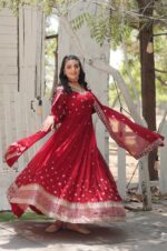 Regal-Maroon-Faux-Blooming-Gown-with-Sequins-&amp;-Arco-Cut-Dupatta-2