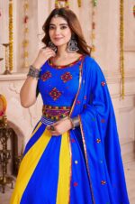 Royal-Blue-Multicolor-Navratri-Lehenga-Choli-in-Viscose-Cotton-with-Hand-Mirror-Work-4