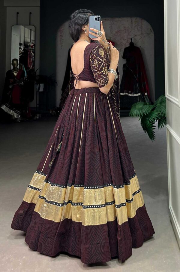 Royal Maroon Bandhej Georgette Lehenga Set with Purse