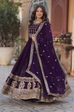 Royal-Purple-Faux-Blooming-Gown-with-Heavy-Zari-&amp;-Sequins-Embroidery