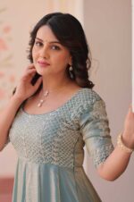 Sky-Gown-with-Sequins-and-Thread-Embroidered-Yoke---Round-Neck-2