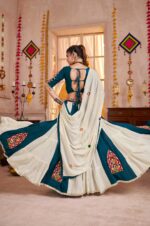 Teal-Blue-&amp;-White-Kutchi-Mirror-Work-Viscose-Cotton-Lehenga-Choli-with-Dupatta3