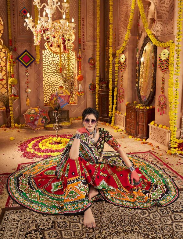 Traditional Maroon & Black Navratri Lehenga Choli with Multicolor Embroidery & Mirror Work