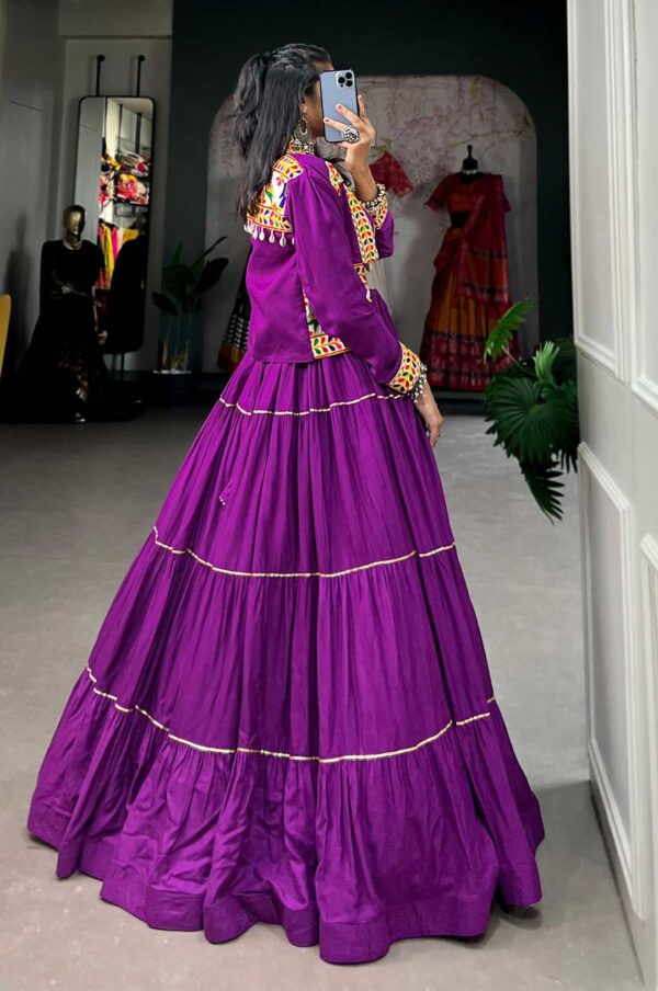 Vibrant Purple Pure Rayon Lehenga with Gamthi Work Blouse & Koti