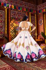 White-&amp;-Purple-Gajji-Silk-Navratri-Lehenga-Choli-with-Mirror-&amp;-Multi-Thread-Work2