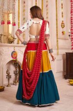 White-&amp;-Red-Viscose-Cotton-Lehenga-Choli-with-Mirror-Work-&amp;-Georgette-Dupatta-4