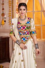 White-Viscose-Cotton-Lehenga-Choli-with-Kutchi-Mirror-&amp;-Thread-Embroidery-2