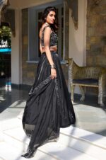 Black-Star-Satin-Embroidered-Lehenga-Choli-with-Dupatta-2