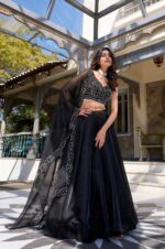 Black-Star-Satin-Embroidered-Lehenga-Choli-with-Dupatta-4