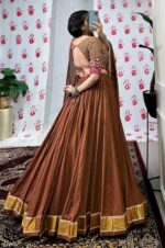 Brown-Chanderi-Zari-Weaving-Lehenga-Choli-with-Dupatta-2