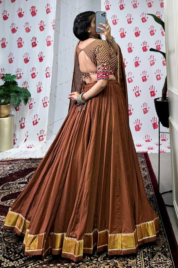 Brown Chanderi Zari Weaving Lehenga Choli with Dupatta