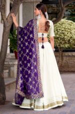 Designer-White-Rayon-Lehenga-Choli-with-Purple-Georgette-Sequins-Dupatta-3