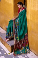 Elegant-Green-Kalamkari-Chanderi-Saree