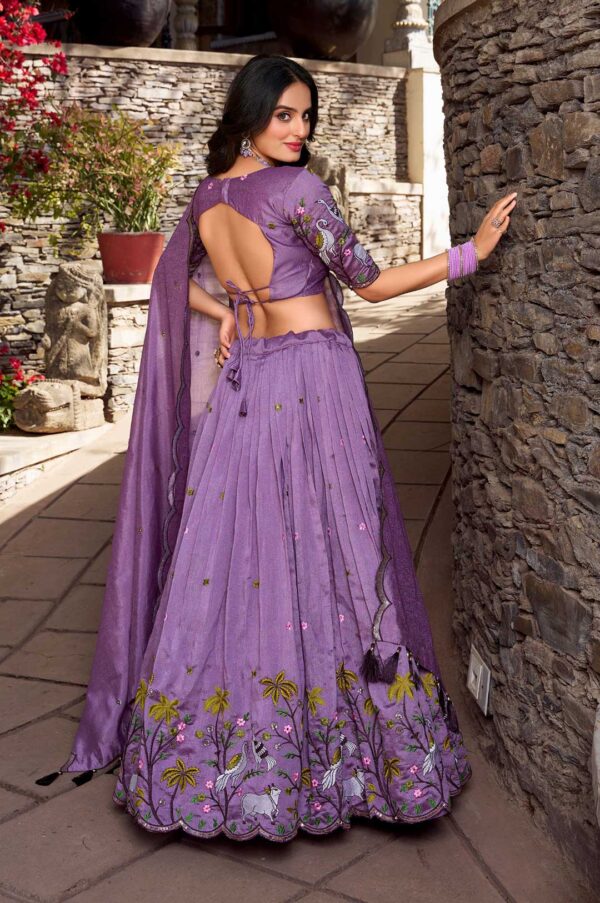 Elegant Lavender Vichitra Simmer Lehenga Choli