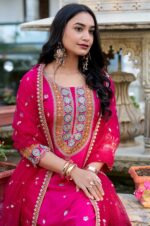 Hot-Pink-Moonga-Silk-Embroidered-Top-&amp;-Bottom-with-Net-Dupatta3