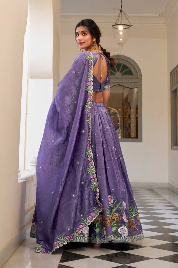 Lavender Gold Crush Embroidered Designer Lehenga Choli with Dupatta