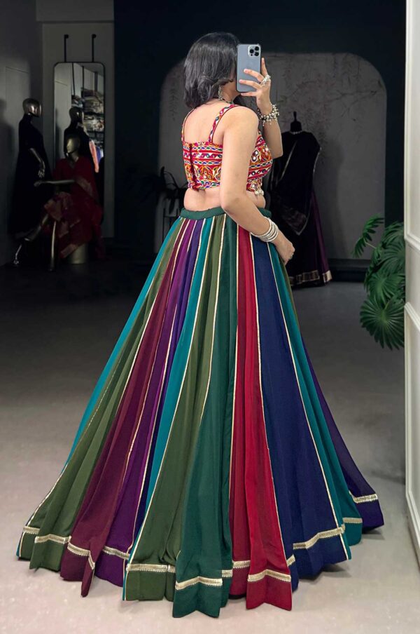 Multi-Color Georgette Lehenga with Gamthi Mirror Work Blouse | Navratri Special