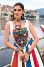 Multi-Color-Rayon-Garba-Lehenga-with-Mirror-Gamthi-Work-Blouse