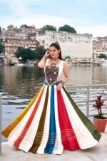 Multi-Color-Rayon-Garba-Lehenga-with-Mirror-Gamthi-Work-Blouse-4