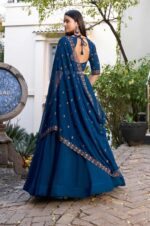 Navy-Blue-Georgette-Embroidered-Blouse-&amp;-Dupatta-Lehenga-Set-4