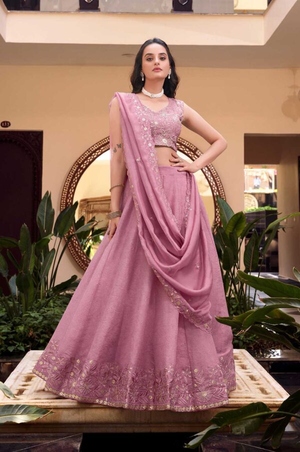 New Crush Pink Pearl & Sequins Embroidered Lehenga Choli