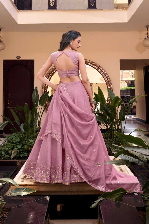 New Crush Pink Pearl & Sequins Embroidered Lehenga Choli